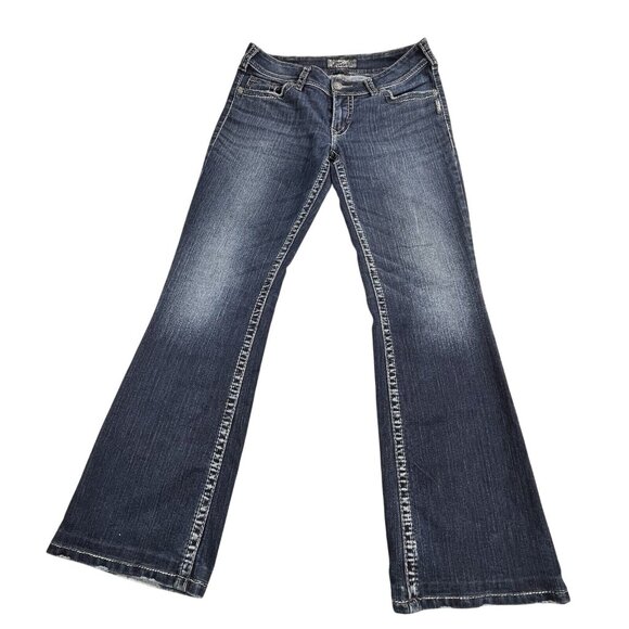 Silver Jeans Womens 31x30 Suki Surplus Boot Denim Blue Light Flap Pockets Pants - Picture 1 of 13